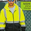 Unisex Hi-Vis Full-Zip Hooded Sweatshirt